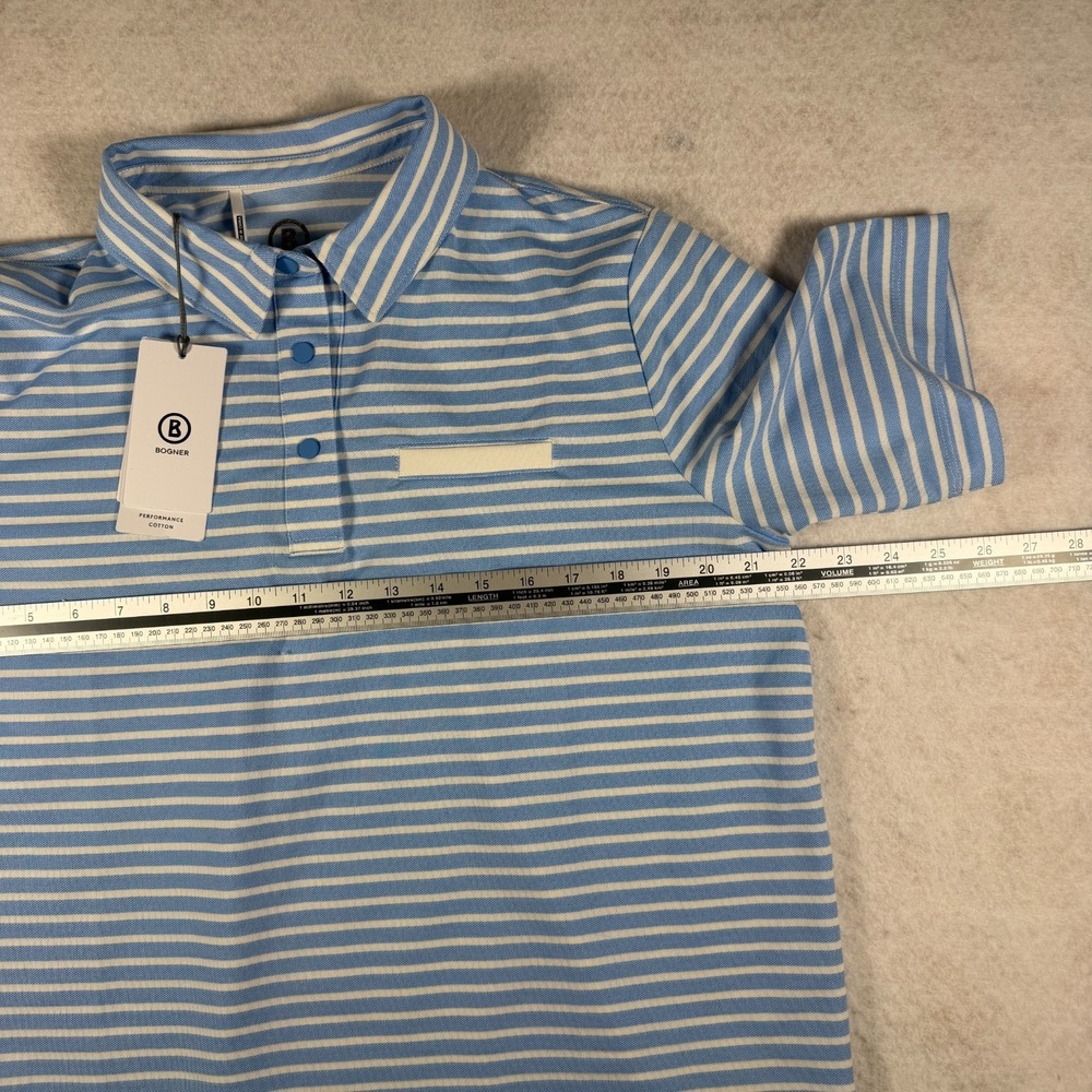 Bogner Women's Peony Blue White Striped Performance Cotton Polo Shirt XXL NWT - Picture 10 of 11